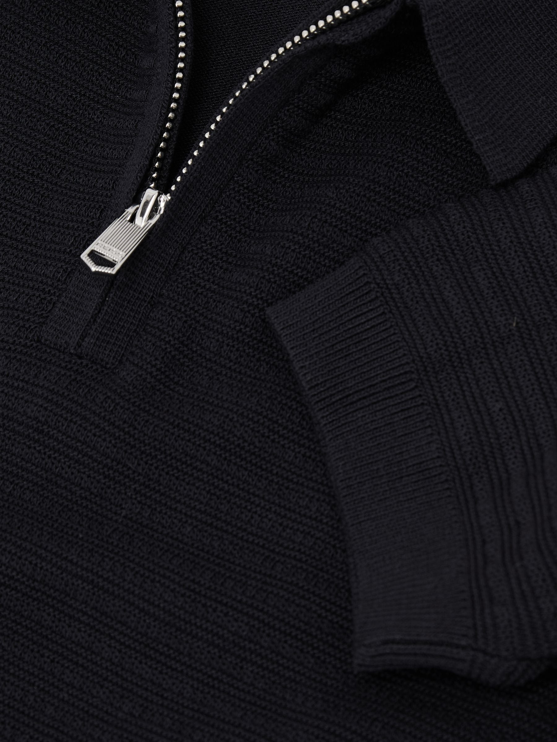 Dsiney Kidz - Reiss Navy Estate 9-13 yrs Textured-Knit Half-Zip Polo Shirt image 1