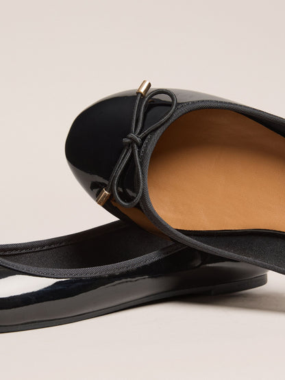 Lipsy Black Wide Fit (G) Patent Slip On Ballerina School Shoes image 5