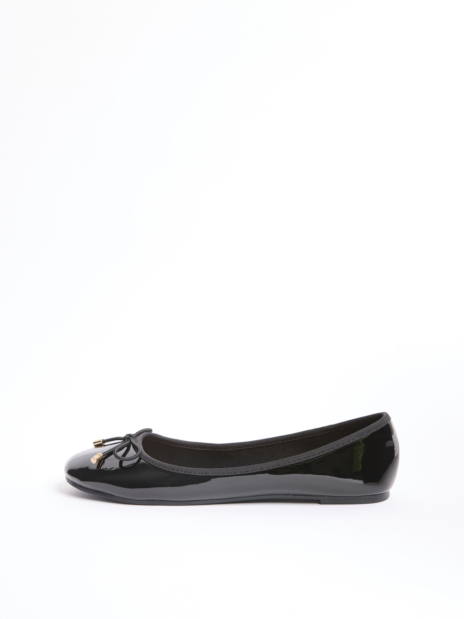 Lipsy Black Wide Fit (G) Patent Slip On Ballerina School Shoes image 6