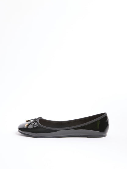 Lipsy Black Wide Fit (G) Patent Slip On Ballerina School Shoes image 6