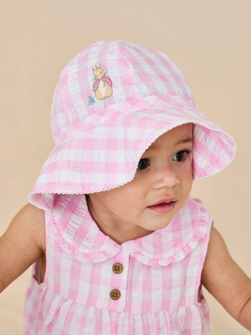 JoJo Maman Bébé Pink Flopsy Bunny Gingham Floppy Hat image 1