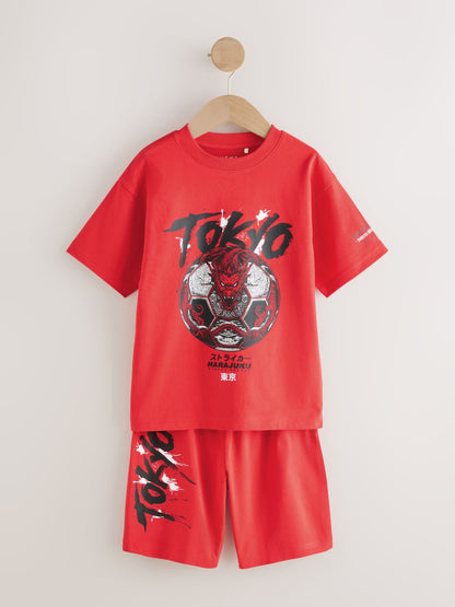 Grey/Red Tokyo Football Short Pyjamas 2 Pack (5-16yrs) - image 7