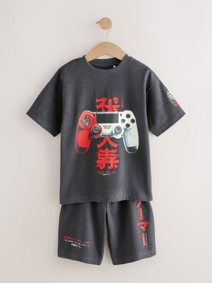 Grey/Red Tokyo Football Short Pyjamas 2 Pack (5-16yrs) - image 9