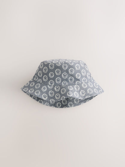 Grey Face/Wavey Stripe Bucket Hats 2 Pack (3mths-13yrs) image 2