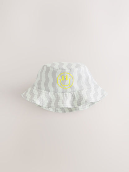 Grey Face/Wavey Stripe Bucket Hats 2 Pack (3mths-13yrs) image 3