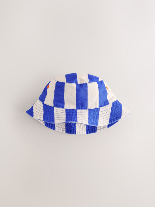 White/Blue Stripe Bucket Hat (3mths-13yrs) image 1