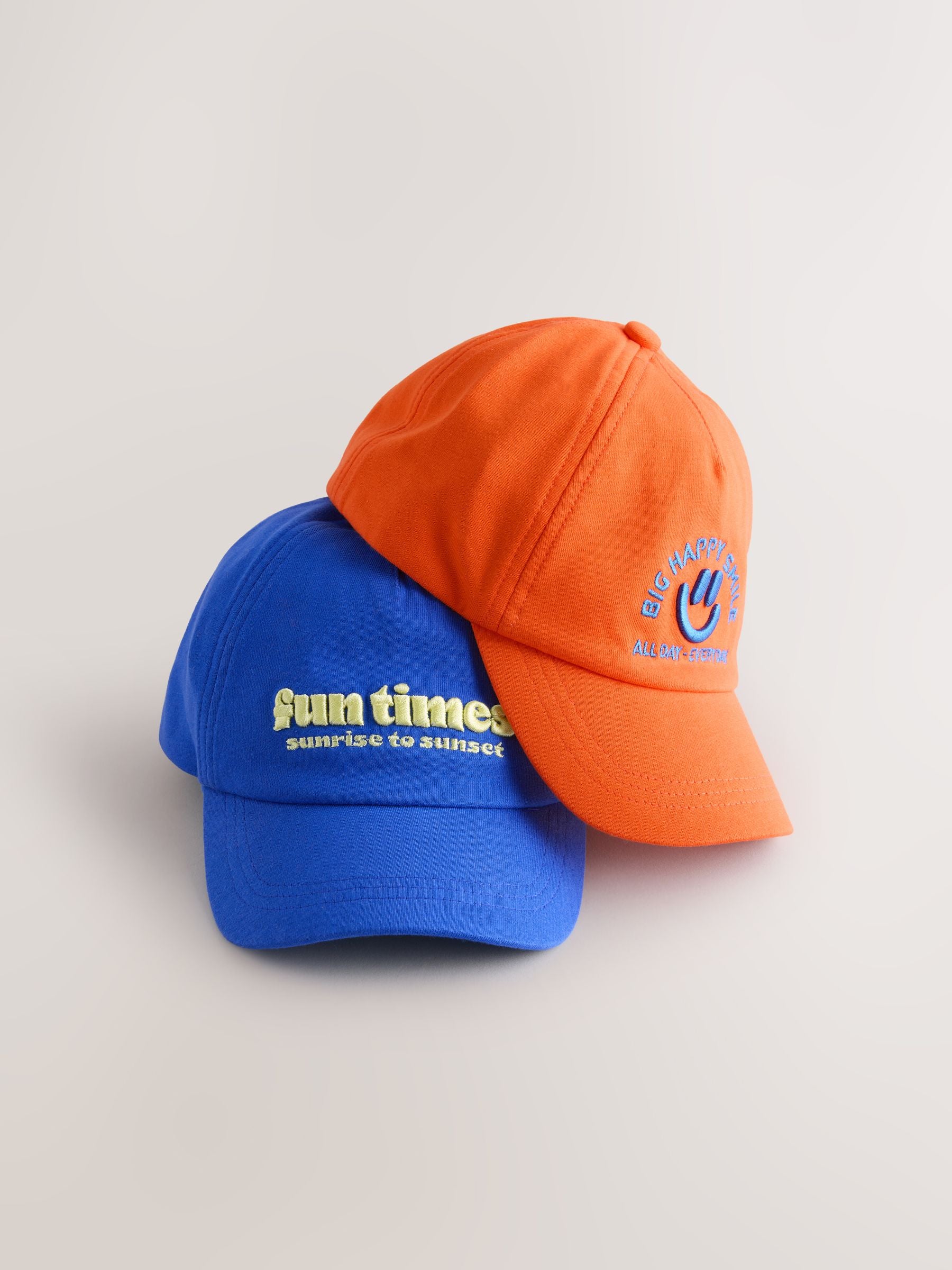 Blue/Orange Slogan Caps 2 Pack (1-13yrs) image 1