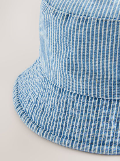 Blue/White Railway Stripe Bucket Hat (3mths-13yrs) image 2