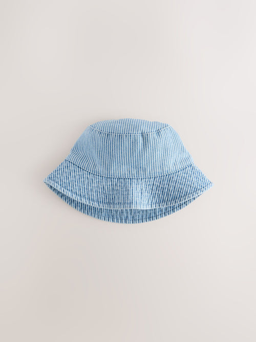 Blue/White Railway Stripe Bucket Hat (3mths-13yrs) image 1