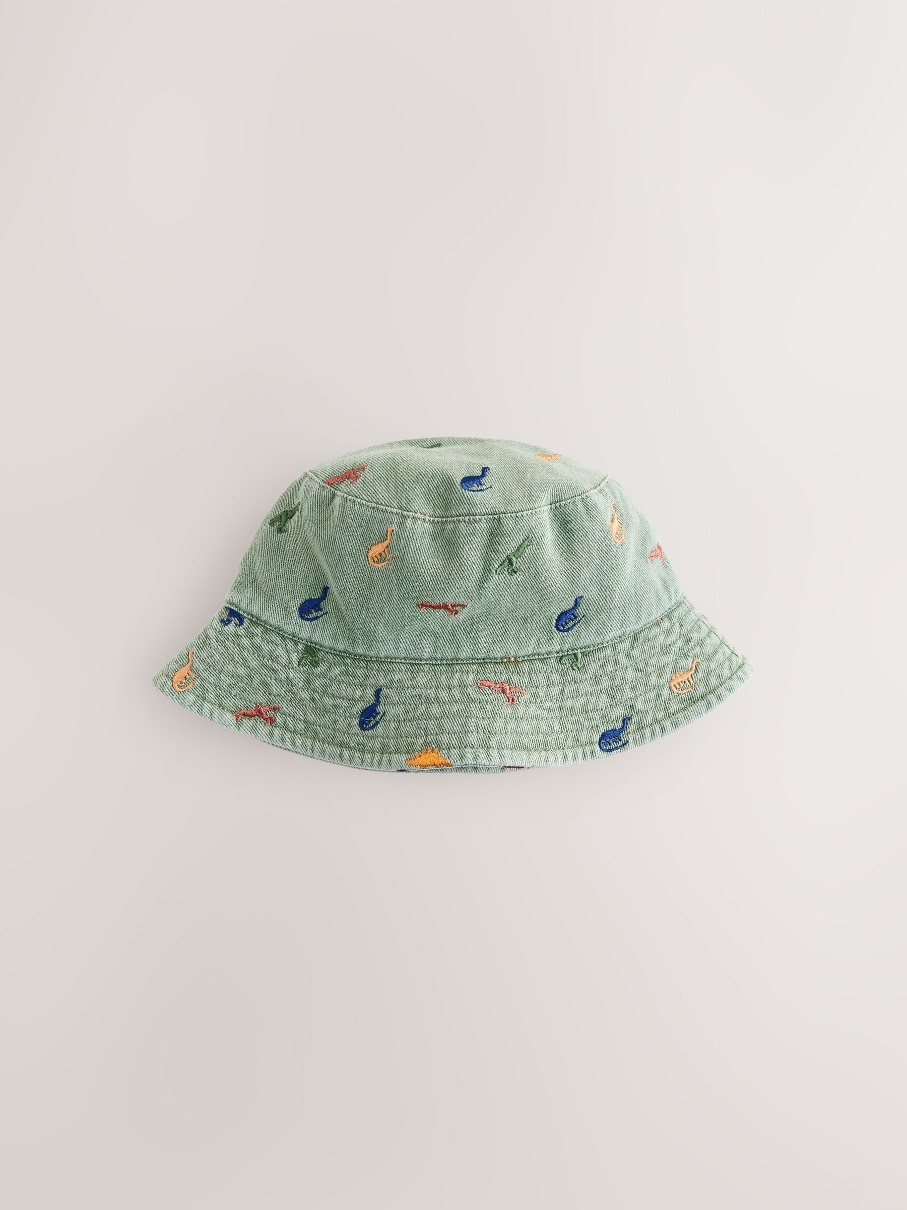 Khaki Green All-Over Embroidered Dinosaur Bucket Hat (3mths-10yrs) image 4