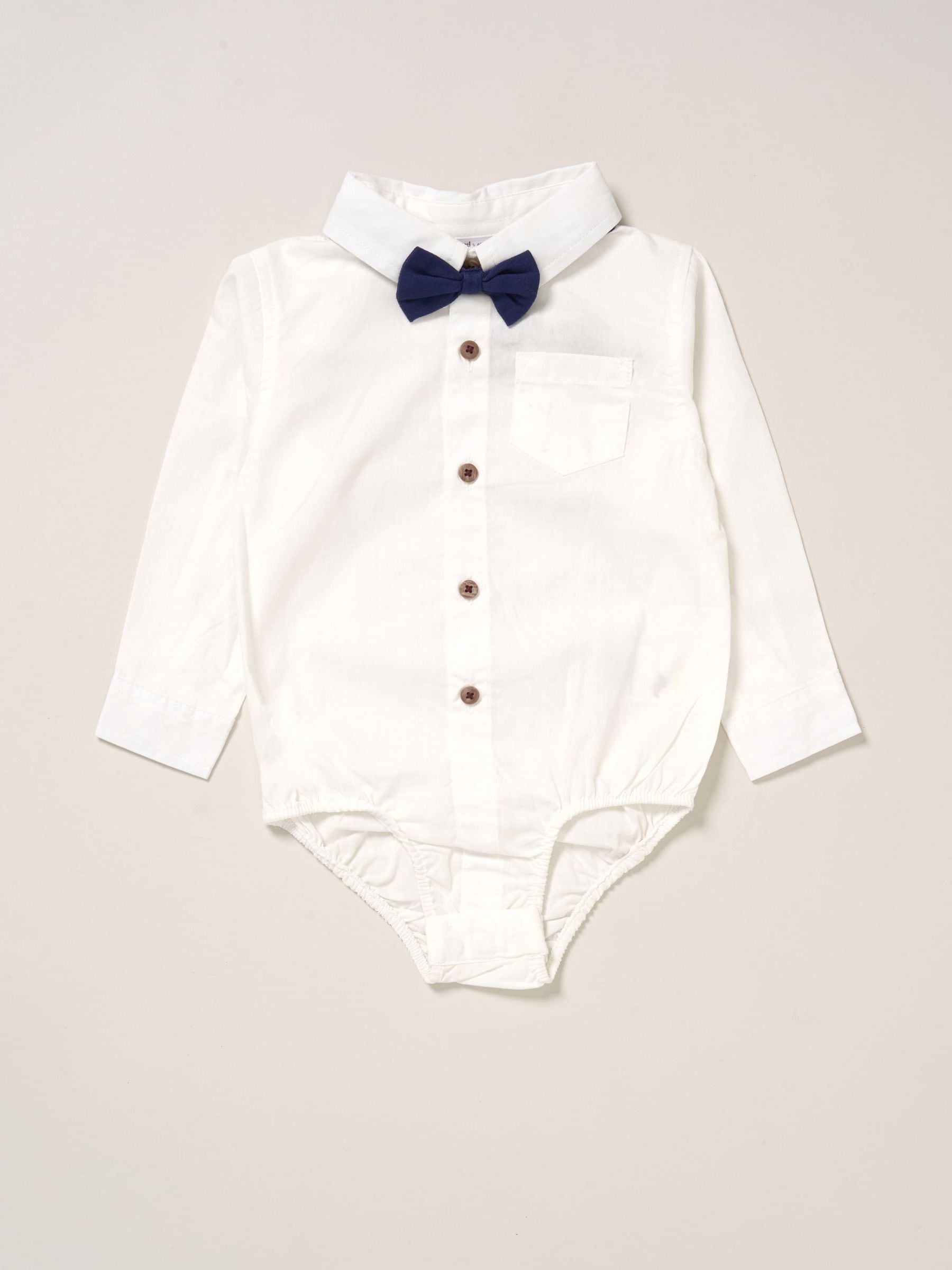 Little Gent White True Knit Vest Bodysuit Trousers And Bow Tie Set image 3