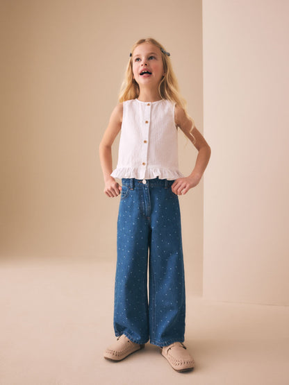 Dsiney Kidz - Mid Blue Spot Wide Leg Jeans (3-16yrs) image 2