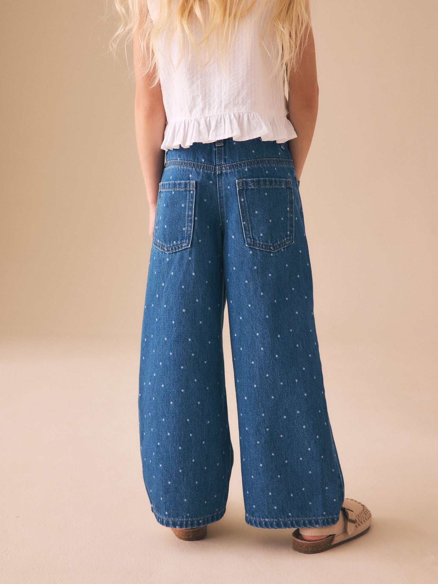 Dsiney Kidz - Mid Blue Spot Wide Leg Jeans (3-16yrs) image 3