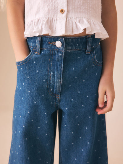 Dsiney Kidz - Mid Blue Spot Wide Leg Jeans (3-16yrs) image 4