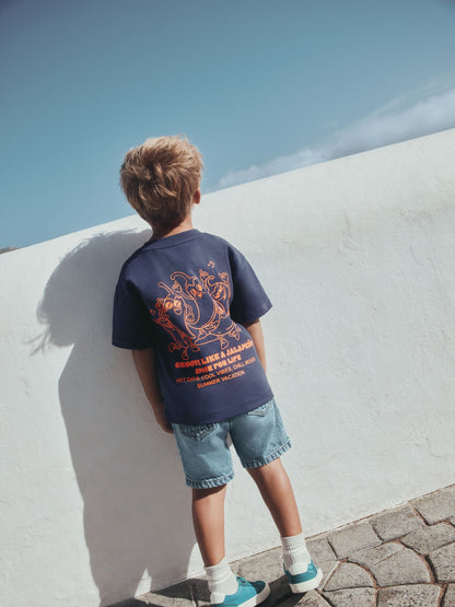 Orange Dancing Chillies Short Sleeve Back Print T-Shirt (3mths-7yrs) image 1