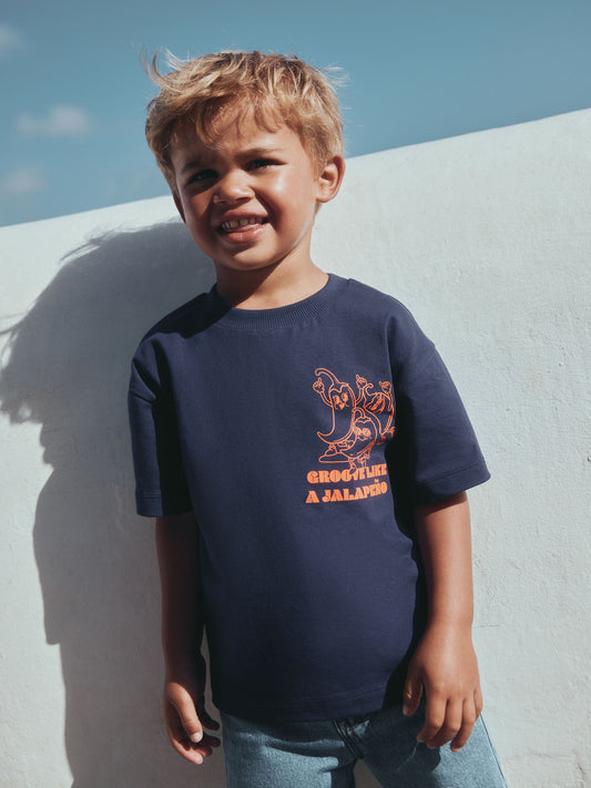 Orange Dancing Chillies Short Sleeve Back Print T-Shirt (3mths-7yrs) image 2