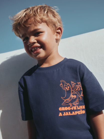 Orange Dancing Chillies Short Sleeve Back Print T-Shirt (3mths-7yrs) image 4