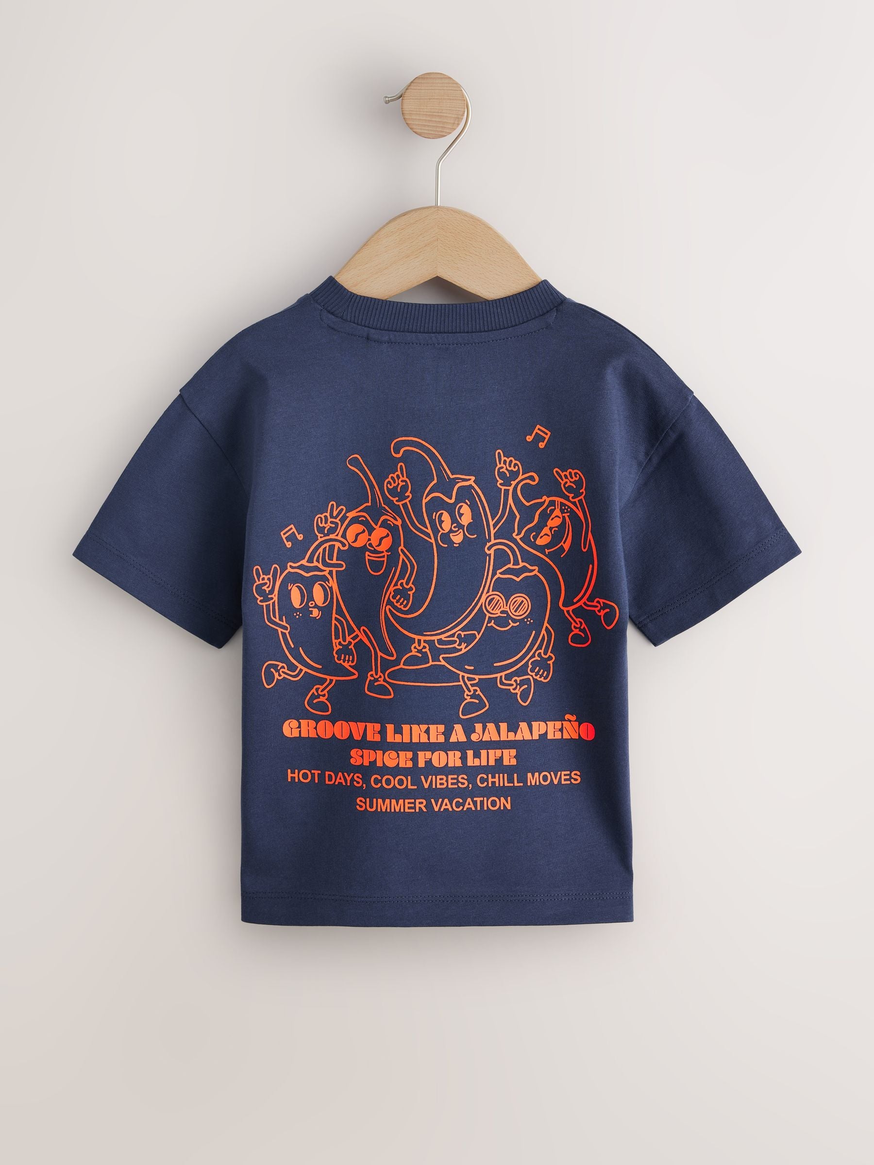 Orange Dancing Chillies Short Sleeve Back Print T-Shirt (3mths-7yrs) image 6