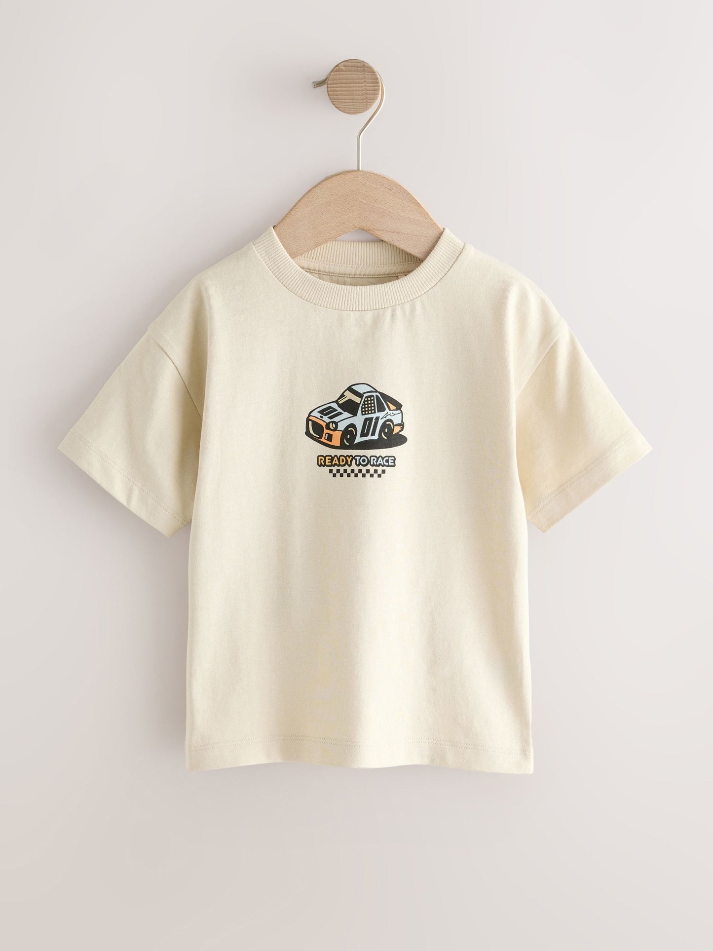 Cream Race Car Short Sleeve Back Print T-Shirt (3mths-7yrs) image 5