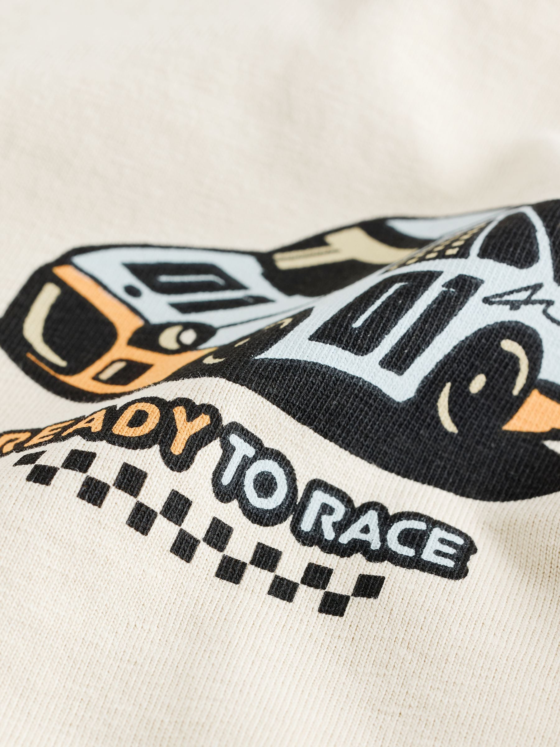 Cream Race Car Short Sleeve Back Print T-Shirt (3mths-7yrs) image 8
