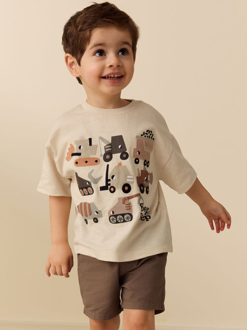 White Neutral Diggers Short Sleeve Appliqué T-Shirt (3mths-7yrs) image 1