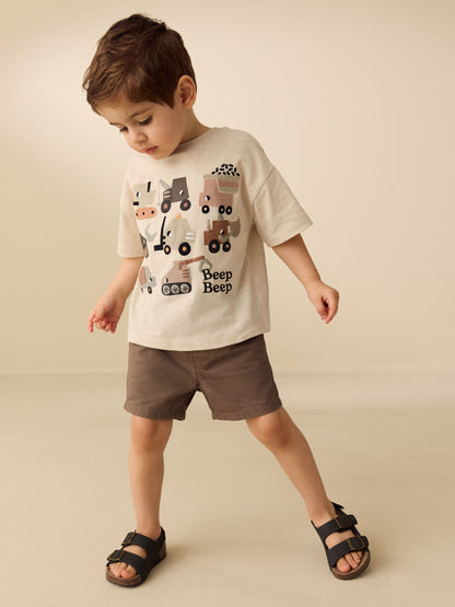 White Neutral Diggers Short Sleeve Appliqué T-Shirt (3mths-7yrs) image 2