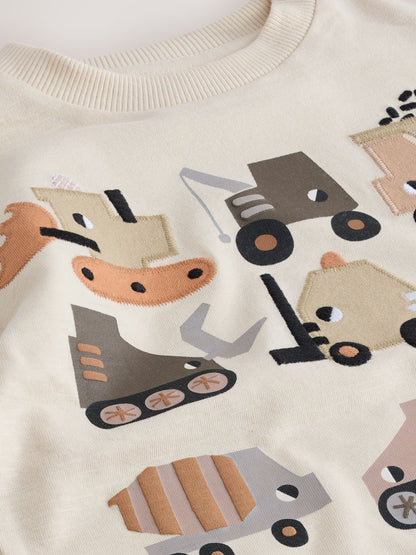 White Neutral Diggers Short Sleeve Appliqué T-Shirt (3mths-7yrs) image 8