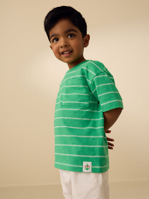 Green Pocket Short Sleeve Stripe T-Shirt (3mths-7yrs) (3mths-7yrs) image 1