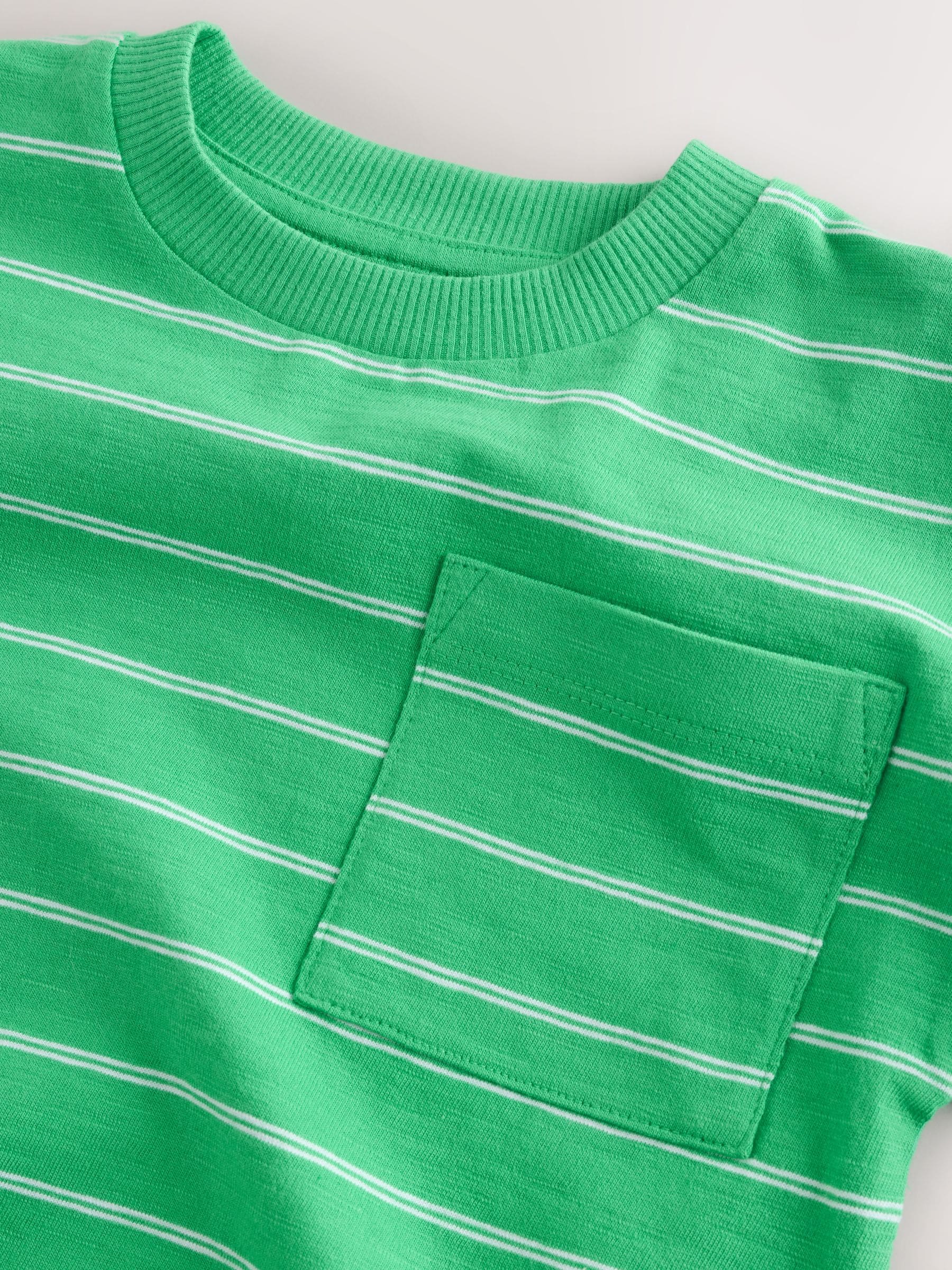 Green Pocket Short Sleeve Stripe T-Shirt (3mths-7yrs) (3mths-7yrs) image 7