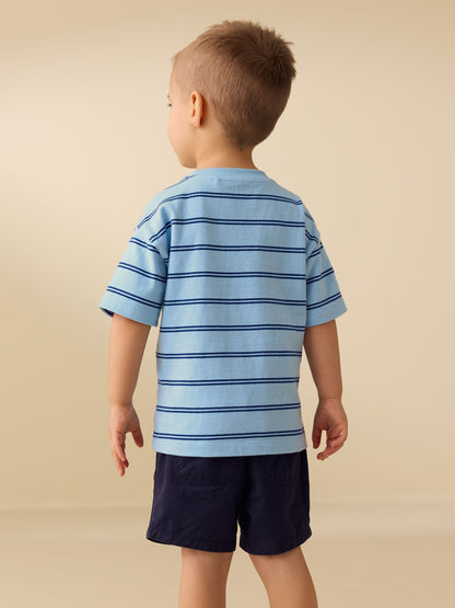 Blue Stripe Sealife Boat Short Sleeve Interactive T-Shirt (3mths-7yrs) image 4