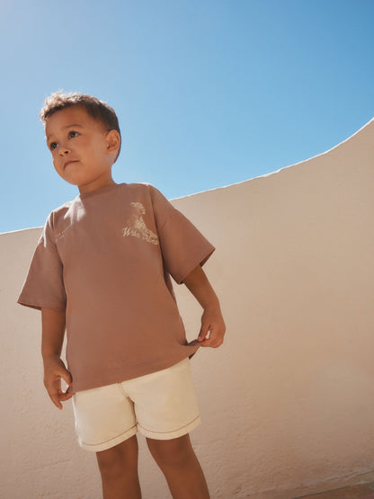 Neutral / Tan Wild Vibes Tiger Short Sleeve Back Print T-Shirt (3mths-7yrs) image 2