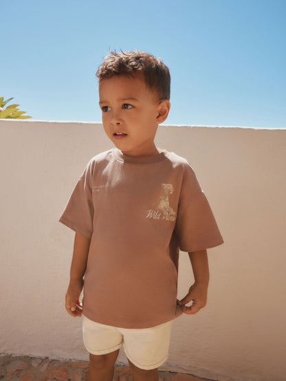 Neutral / Tan Wild Vibes Tiger Short Sleeve Back Print T-Shirt (3mths-7yrs) image 4