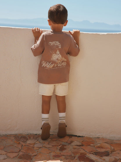 Neutral / Tan Wild Vibes Tiger Short Sleeve Back Print T-Shirt (3mths-7yrs) image 5