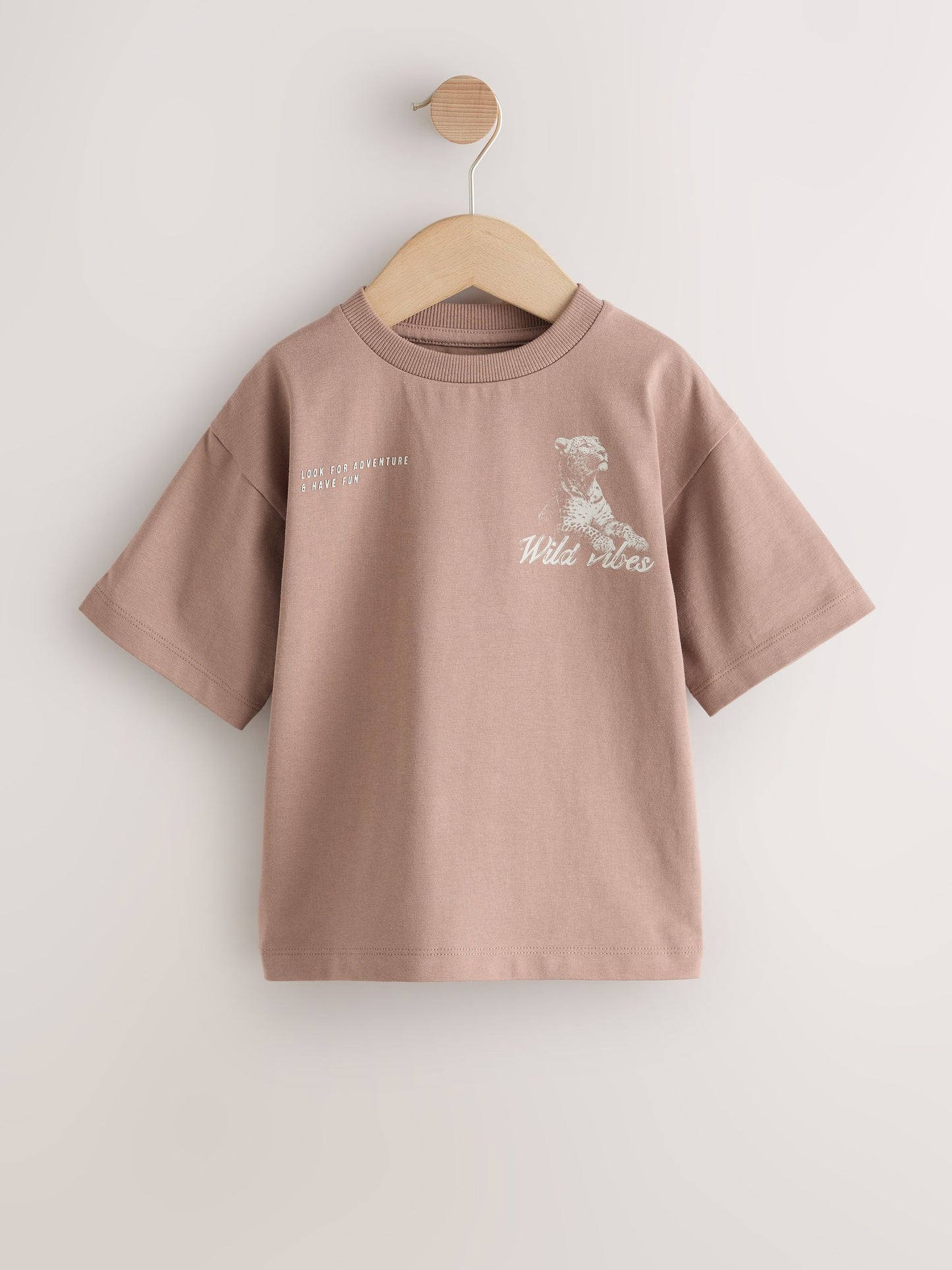 Neutral / Tan Wild Vibes Tiger Short Sleeve Back Print T-Shirt (3mths-7yrs) image 8