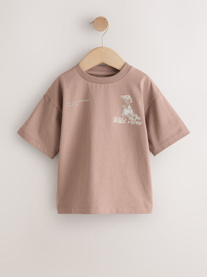 Neutral / Tan Wild Vibes Tiger Short Sleeve Back Print T-Shirt (3mths-7yrs) image 8