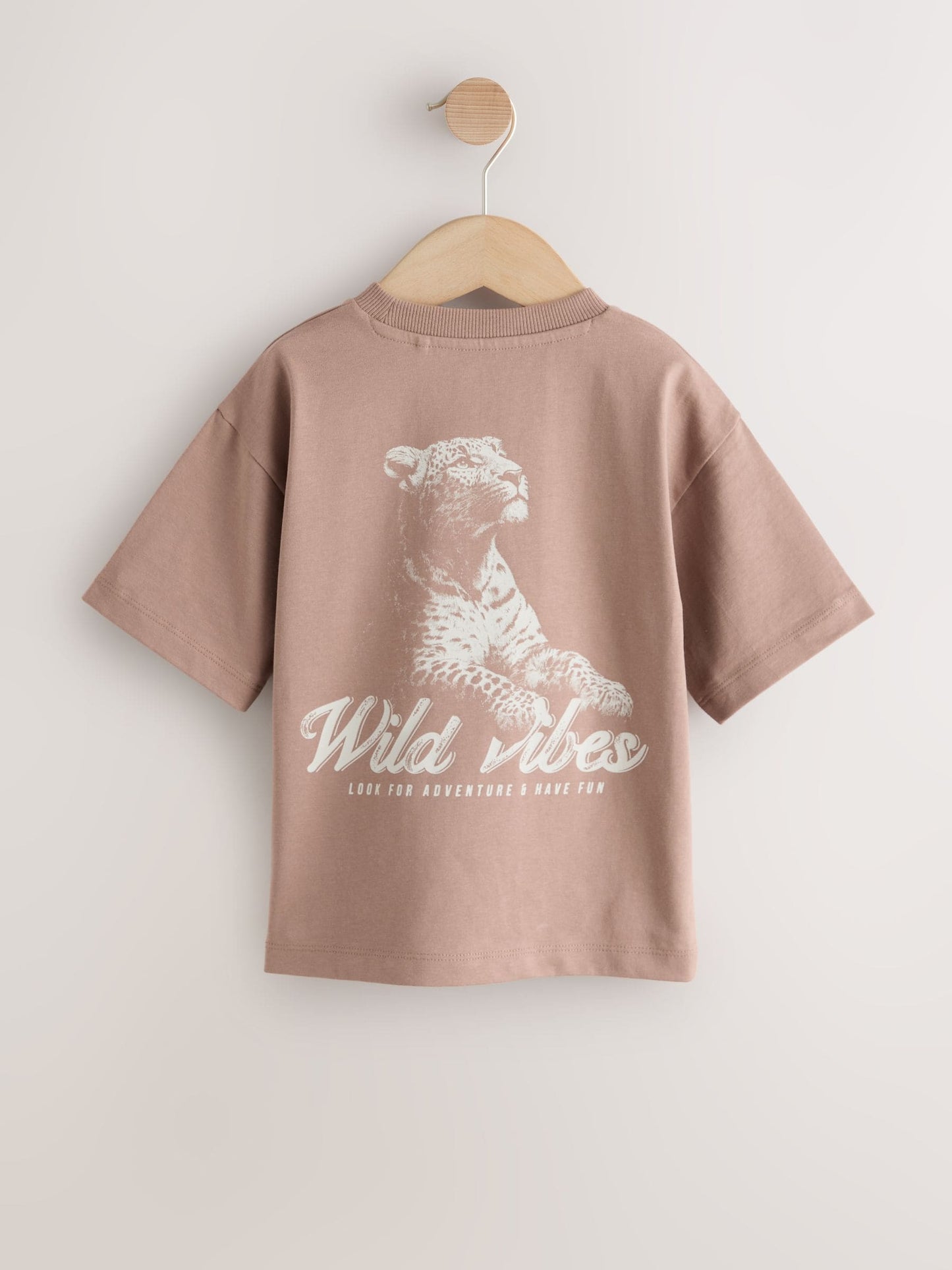 Neutral / Tan Wild Vibes Tiger Short Sleeve Back Print T-Shirt (3mths-7yrs) image 9