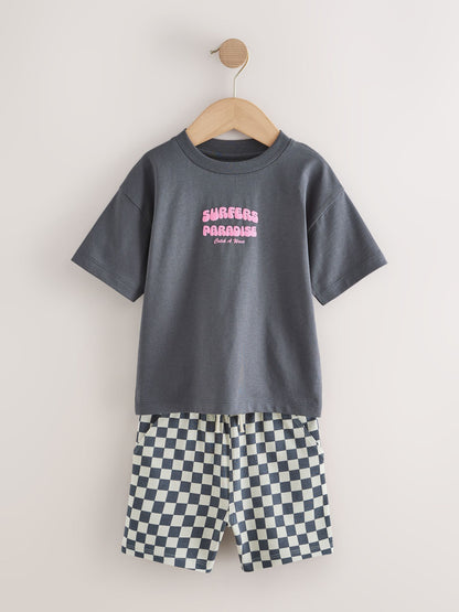 Charcoal Grey Surfers Paradise Short Sleeve Back Print T-Shirt and Shorts Set (3mths-7yrs) image 6