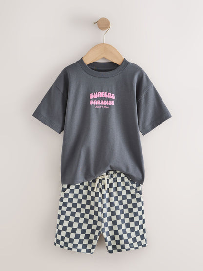 Charcoal Grey Surfers Paradise Short Sleeve Back Print T-Shirt and Shorts Set (3mths-7yrs) image 7