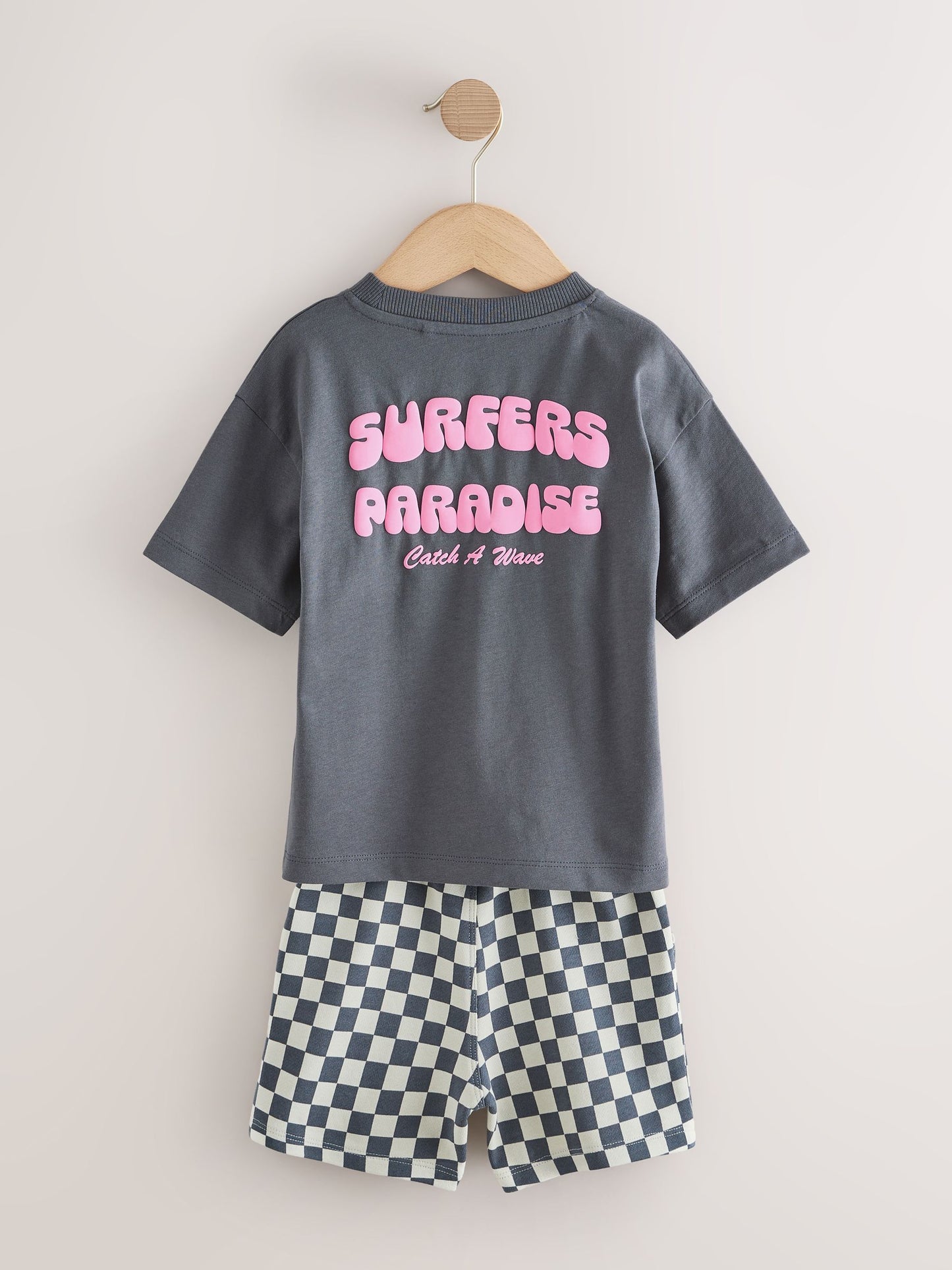 Charcoal Grey Surfers Paradise Short Sleeve Back Print T-Shirt and Shorts Set (3mths-7yrs) image 8