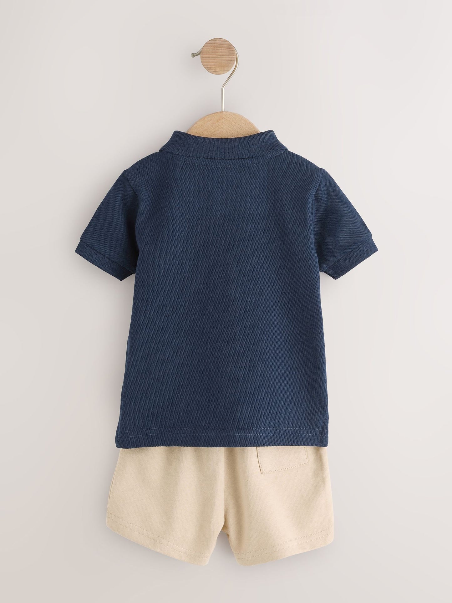 Navy All Over Embroidery Safari Animals Short Sleeve Polo Shirt and Shorts Set (3mths-7yrs) image 3