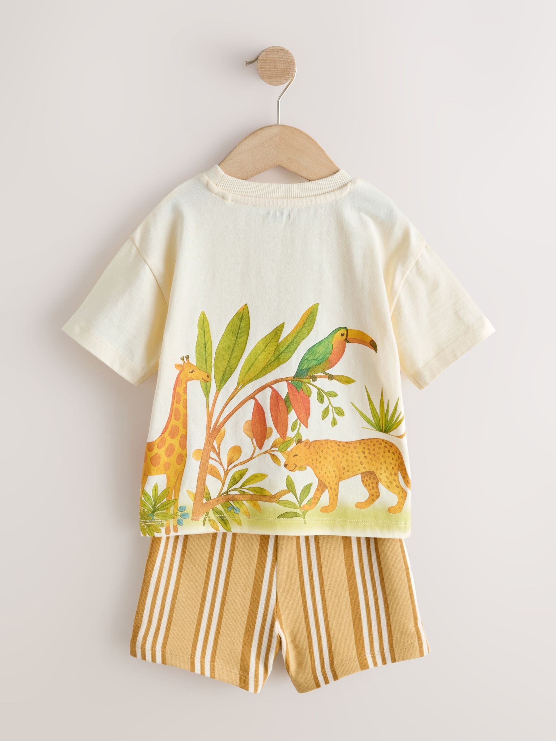 Light Yellow Watercolour Safari Short Sleeve Back Print T-Shirt and Shorts Set (3mths-7yrs) image 6