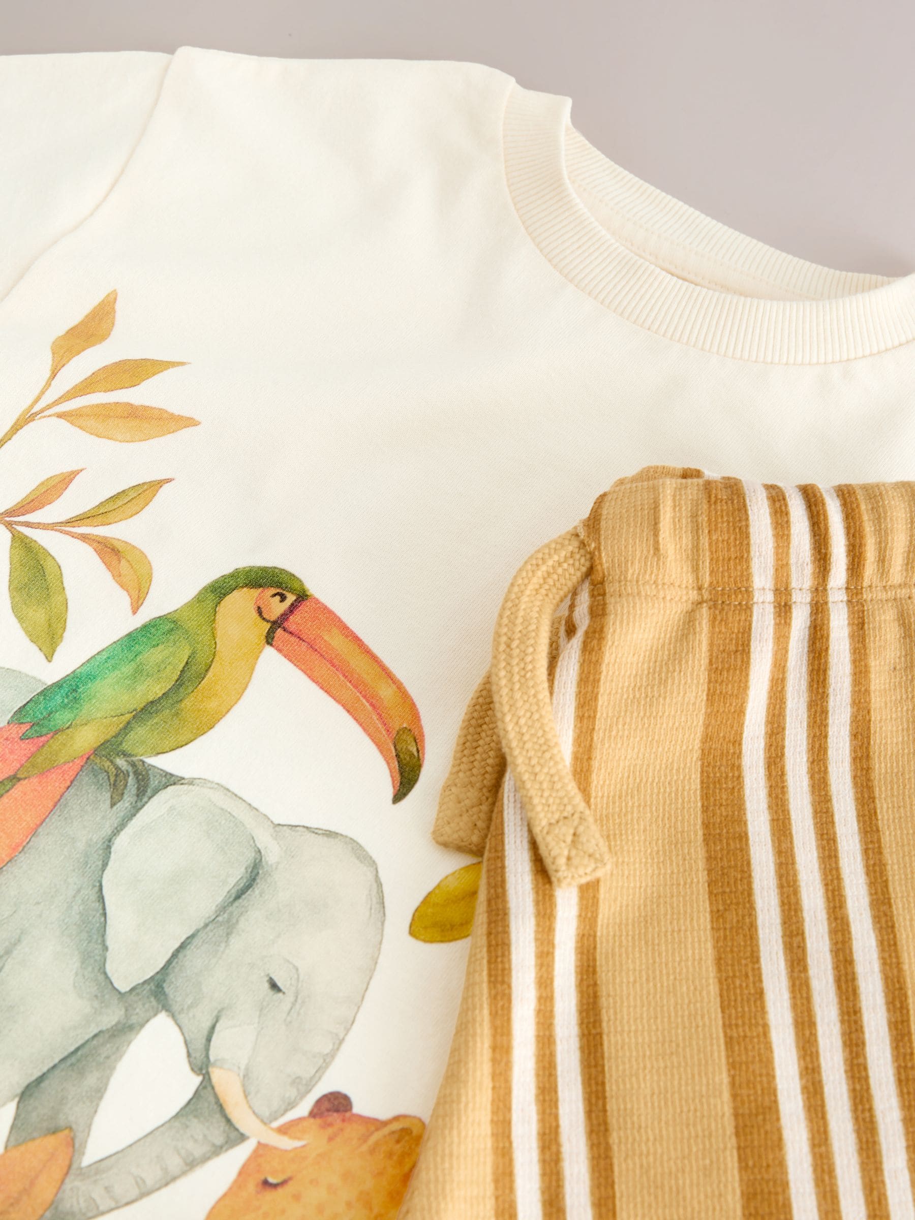 Light Yellow Watercolour Safari Short Sleeve Back Print T-Shirt and Shorts Set (3mths-7yrs) image 7