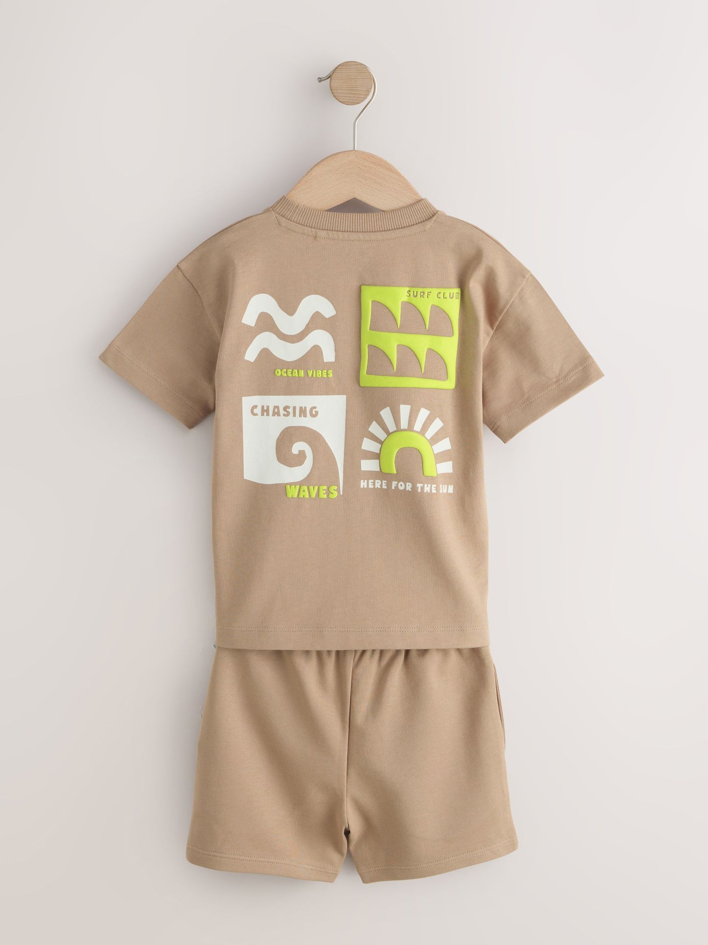 Black/Tan Waves Short Sleeve T-Shirt and Shorts Set 2 Pack (3mths-7yrs) image 9