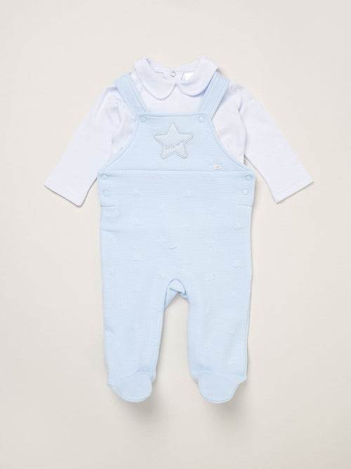 Rock-A-Bye Baby Boutique Blue Quilted Dungarees And T-Shirt Set image 1