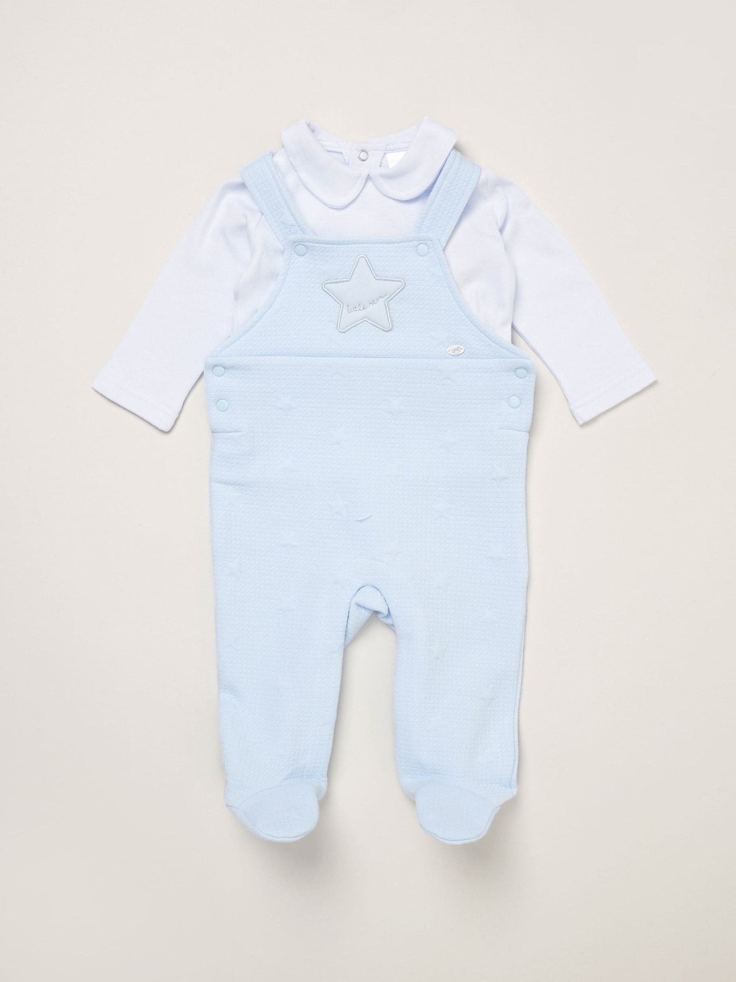 Rock-A-Bye Baby Boutique Blue Quilted Dungarees And T-Shirt Set image 1