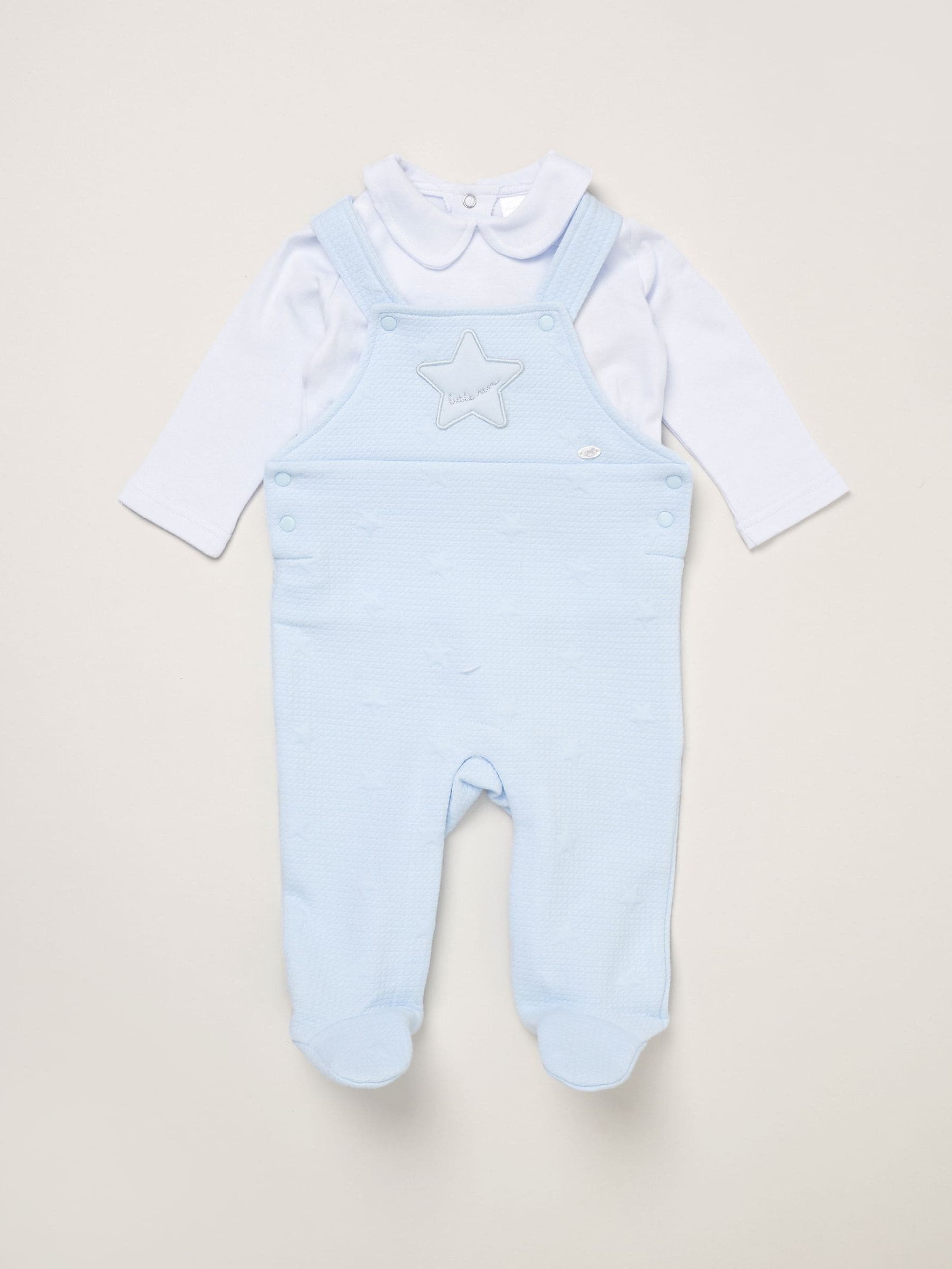 Rock-A-Bye Baby Boutique Blue Quilted Dungarees And T-Shirt Set image 1