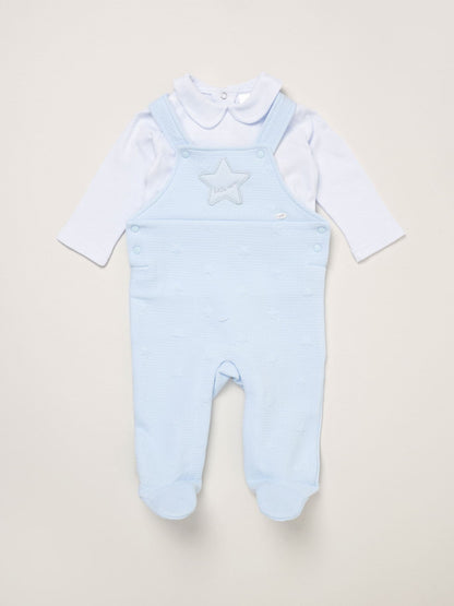 Rock-A-Bye Baby Boutique Blue Quilted Dungarees And T-Shirt Set image 1