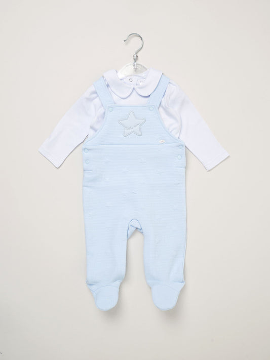 Rock-A-Bye Baby Boutique Blue Quilted Dungarees And T-Shirt Set image 2