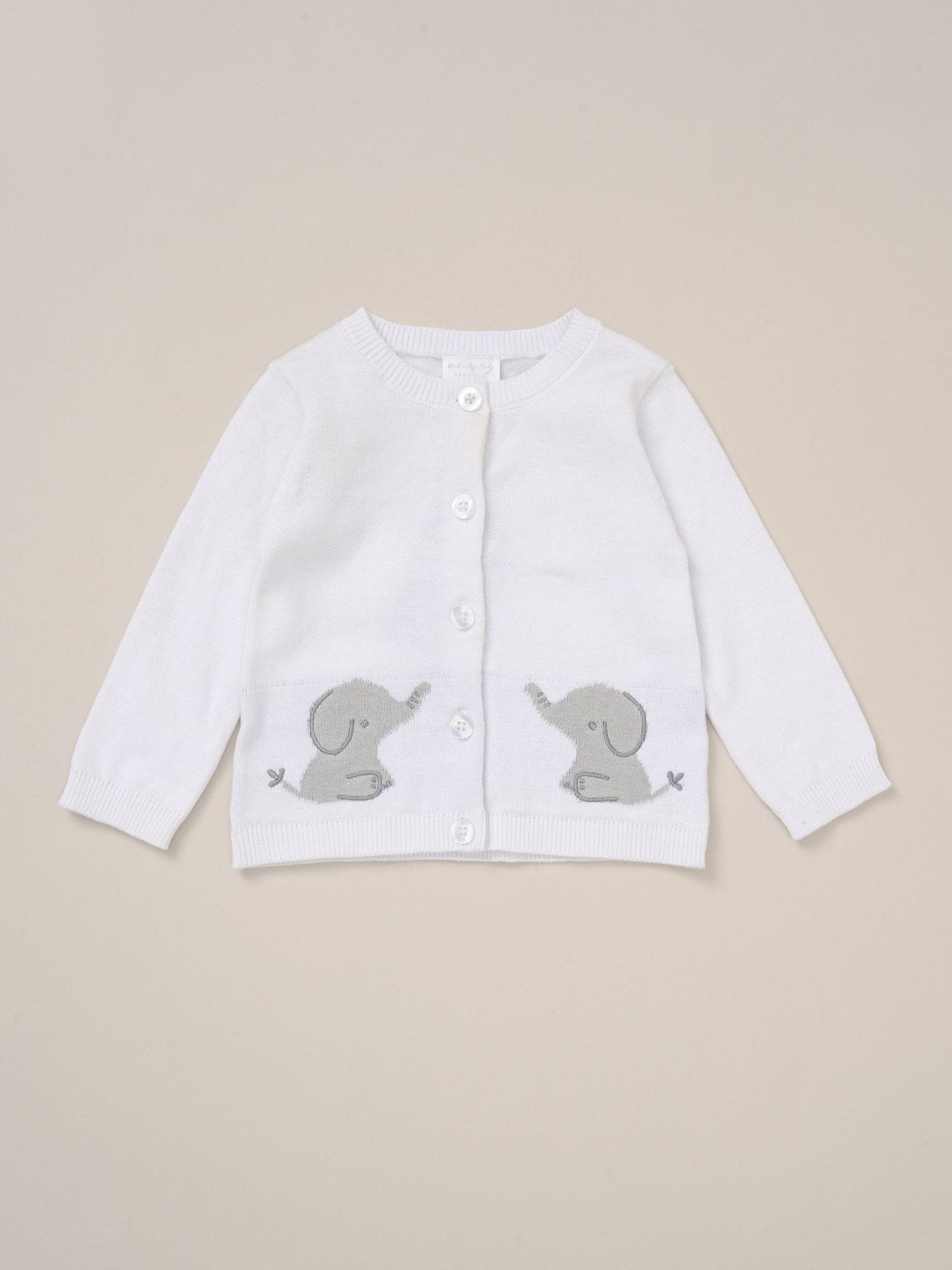 Rock-A-Bye Baby Boutique White True Knit Elephant Cardigan And Trousers Outfit Set image 3