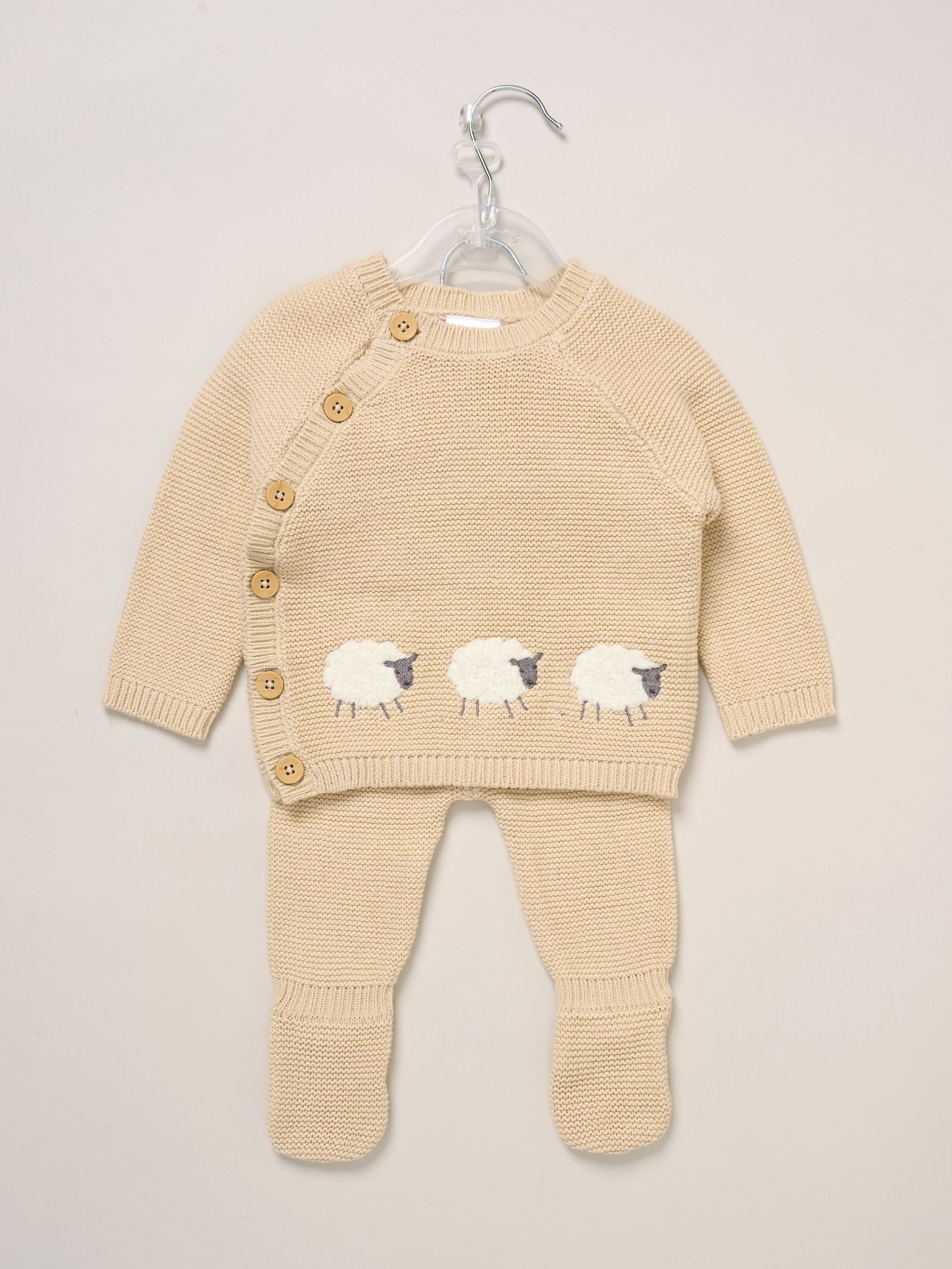 Rock-A-Bye Baby Boutique Brown True Knit Elephant Cardigan And Footed Trousers Outfit Set image 2
